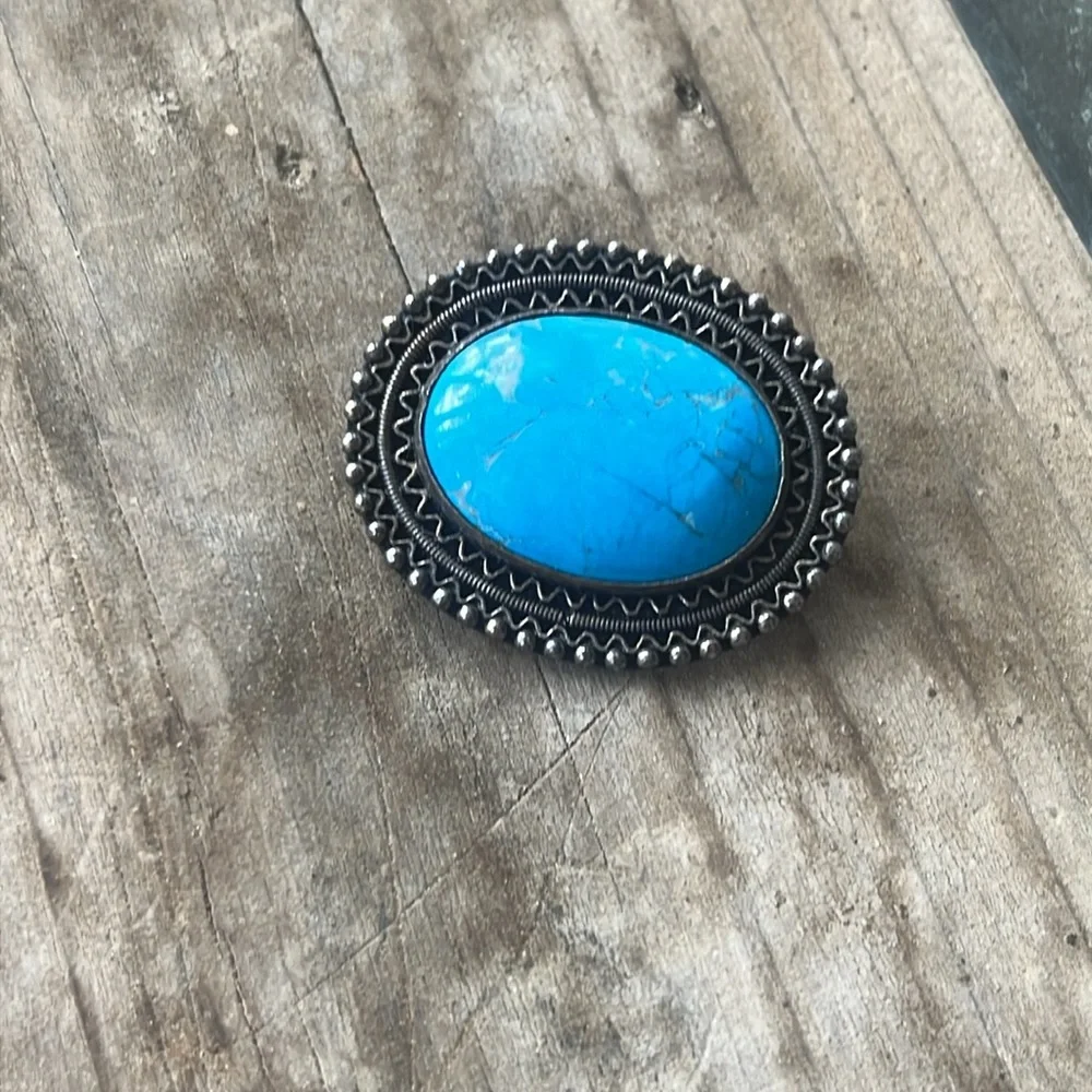 Turquoise Oval Sterling silver pendant - Picture 3 of 5